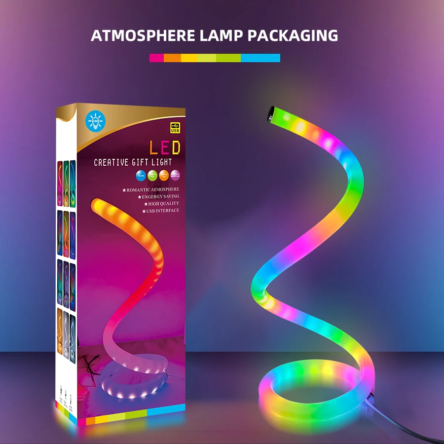 1pc Modern Acrylic Spiral RGB Magic Horse Desktop Decorative Table Lamp Simple Adjustable LED Table Lamp USB Power Supply