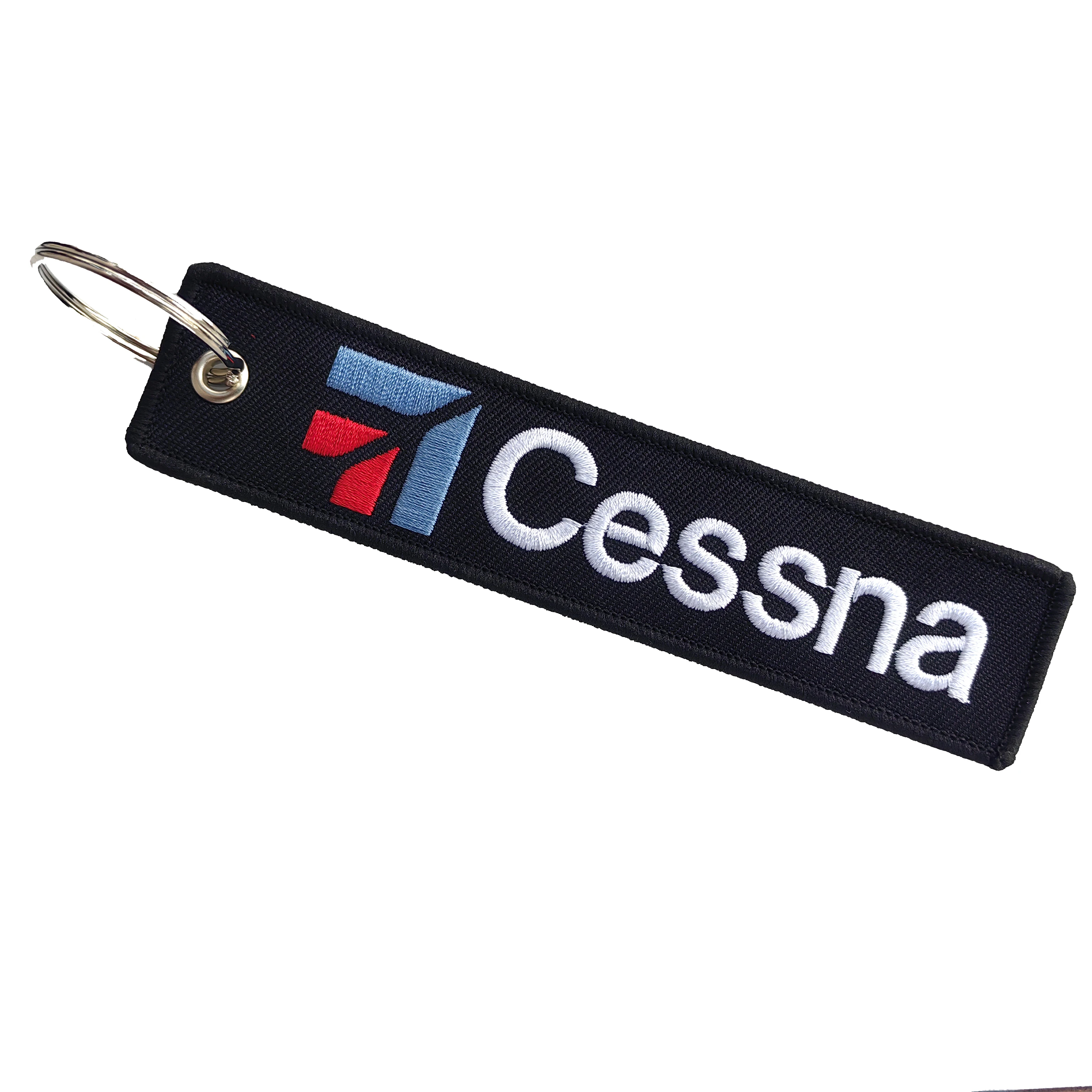 1PC Cessna Letters Fashion Trinket Double Sided Embroidery Metal Keychain Airline gift crew use key chains