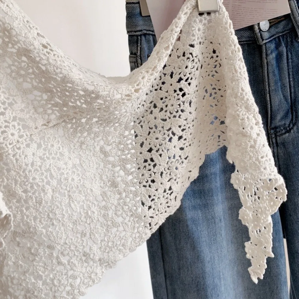 Trendy Lace Trim Fart Curtain Slim Fit Hollowed-out Hip Curtain Pretty Y2K Triangular Headscarf Women
