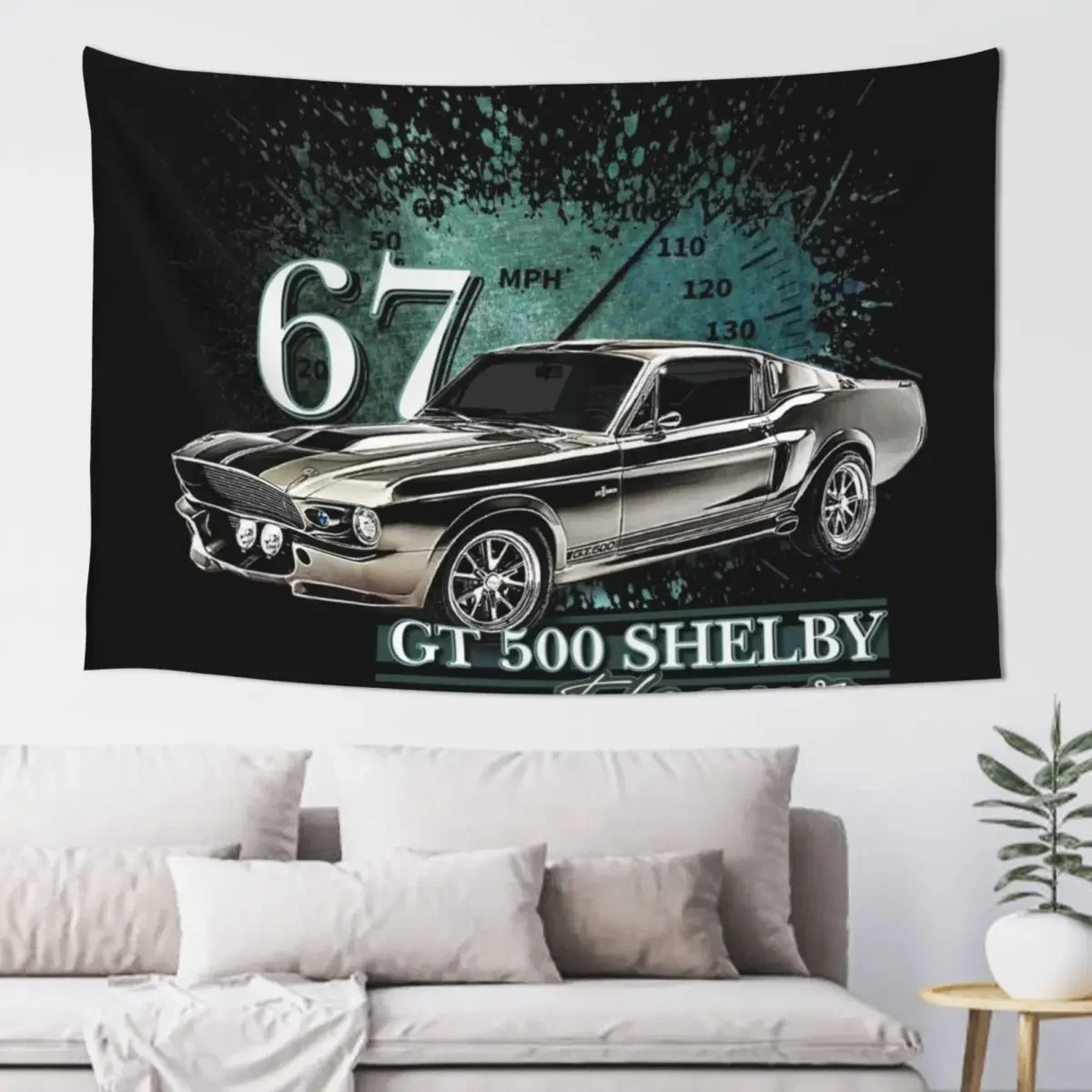 

1967 67 Ford Shelby 500 Mustang Muscle car Hot Rod Art Tapestry Home Decorations Aesthetic House Decor Tapestry