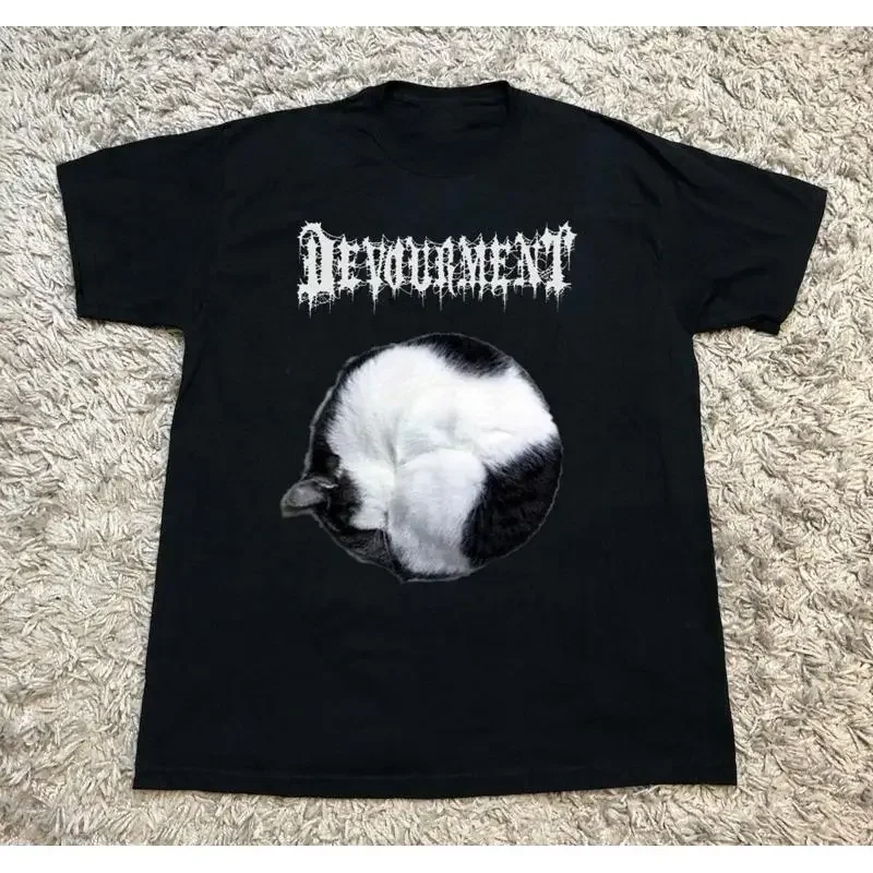 Funny Cat Devourment Band Cute Black All Size T Shirt Am643