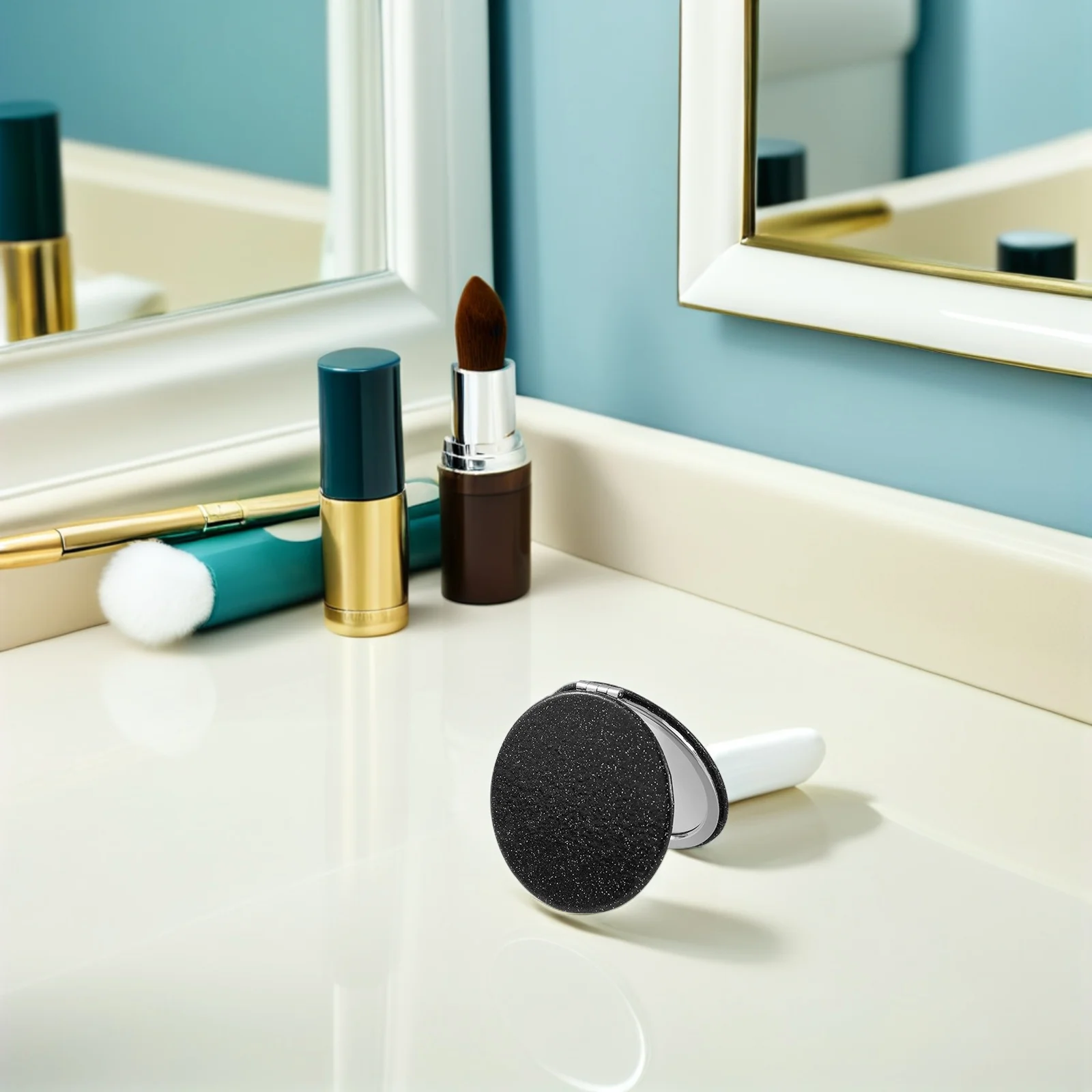 

5Pcs Round Foldable Pocket Makeup Mirrors Portable Double-Sided Vanity Mirrors for Travel Office Use Small Makeup Mirror