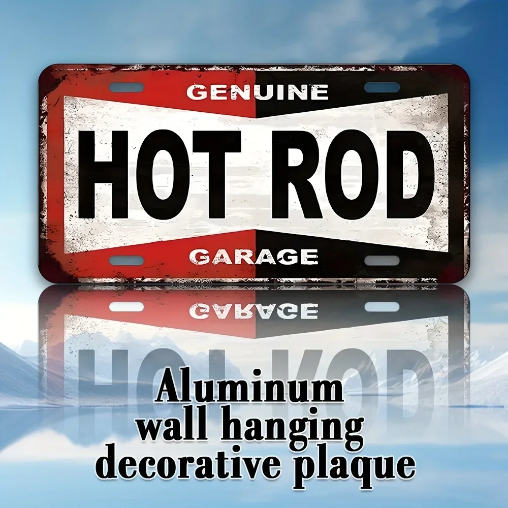 AL Genuine Hot Rod Garage License Plate Sign - Vintage Durable Metal Plaque Wall Decor, Home Office Bar Man Cave Wall Art