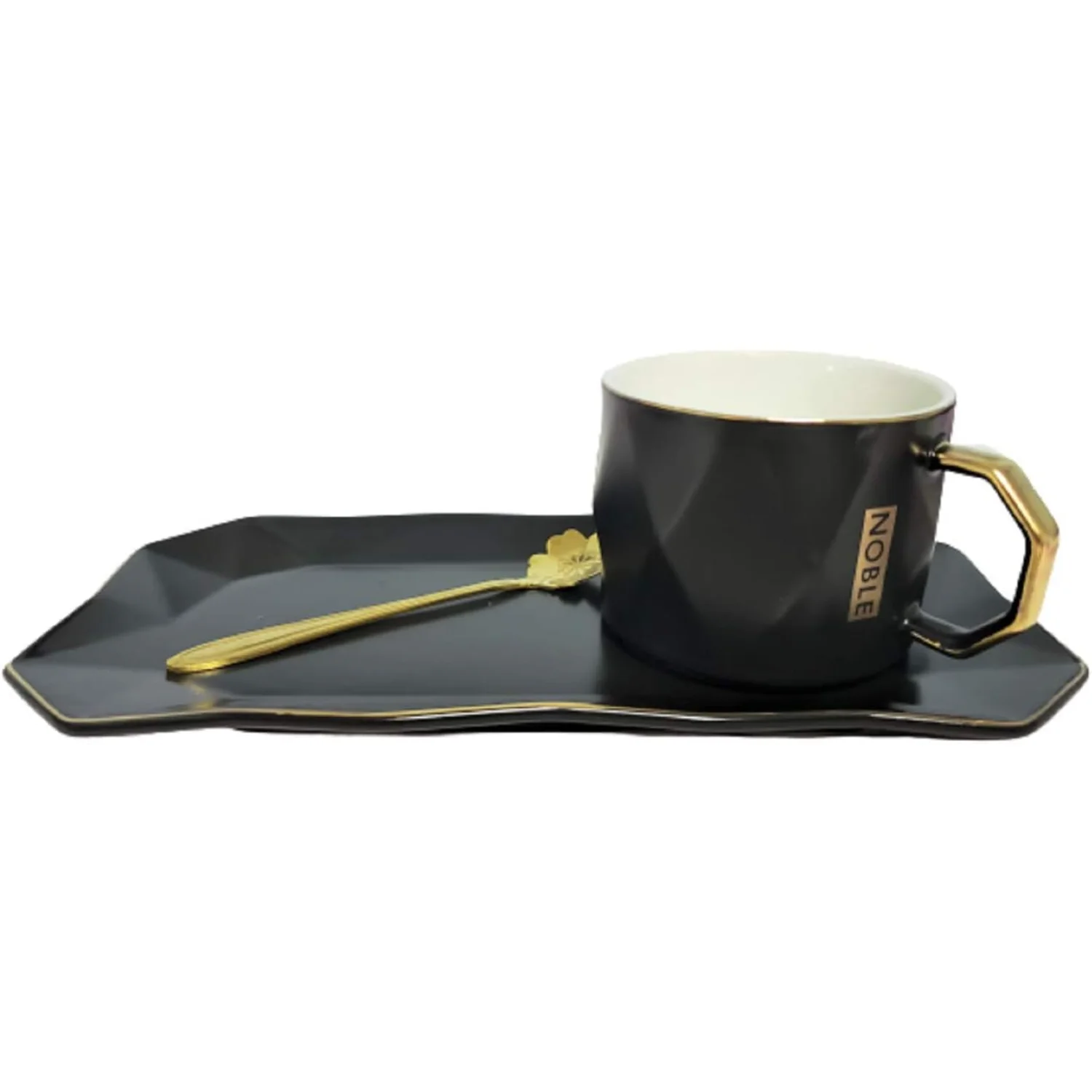 Ceramic Coffee Mug Set Tea Cup with Spoon and Tray - Both Hot and Cold Beverage Tea Cup for Office and  with saucer Suitable for