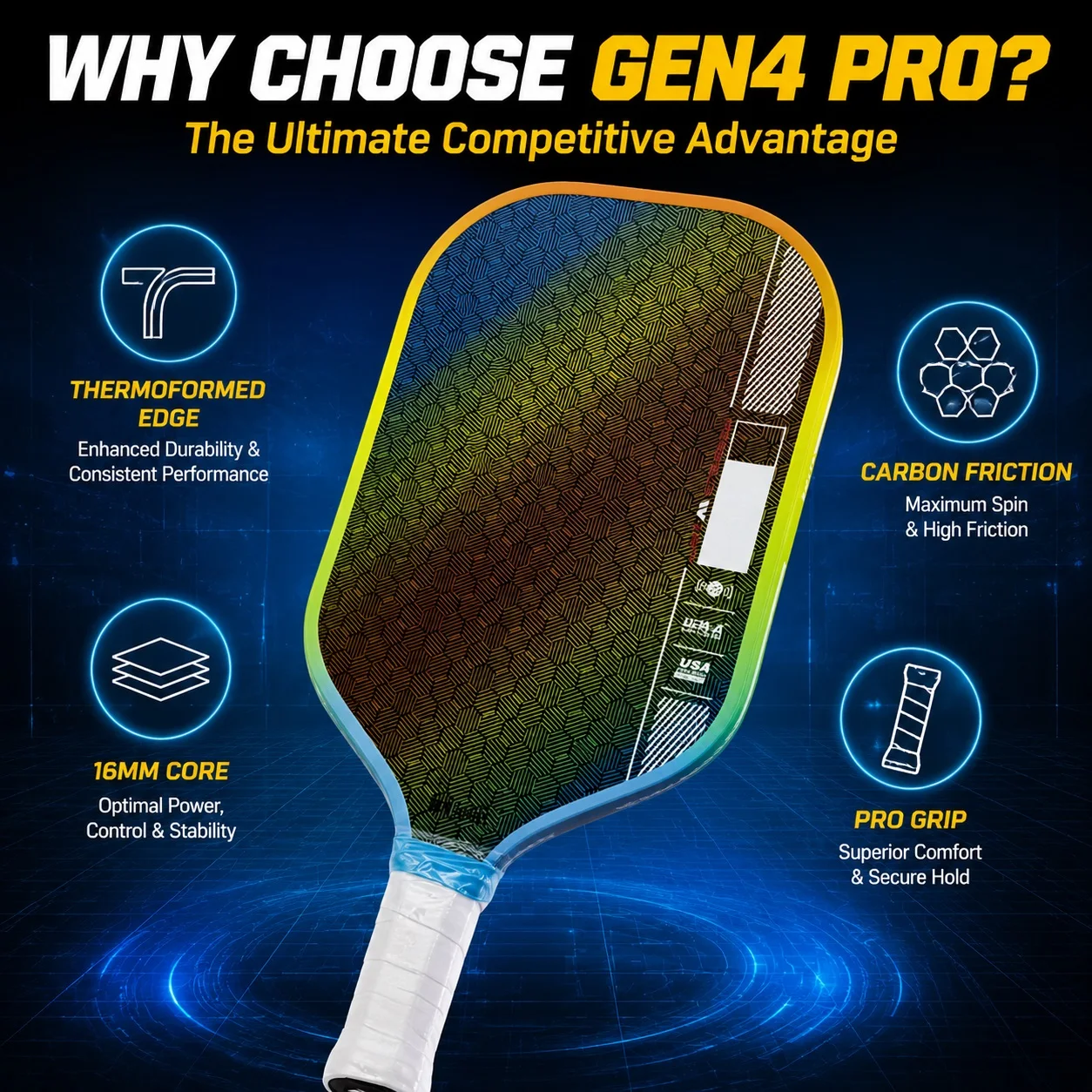 SONGYI Extreme Spin Power Carbon Fiber Pickleball Paddle Pro Series Pickle Ball Racket for Aggressive Topspin Serves Roll Volley image 2