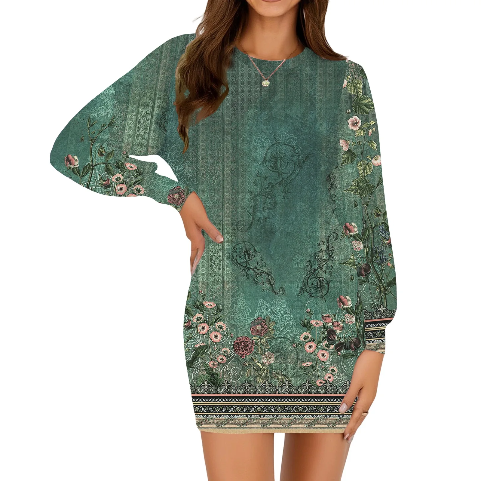 تي شيرت متوسط الطول فساتين الصيف الاتجاه المرأة المطبوعة فضفاضة موضة قصيرة الأكمام ملابس يومية غير رسمية Vestidos traf zara 2025 #3