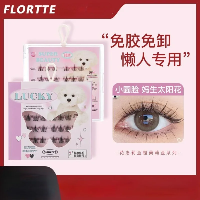 FLORTTE Fake Eyelashes Individual Cluster Grafting Eye Lashes No Glue Required Natural Magnetic Eyelashes Wholesale Faux Cils