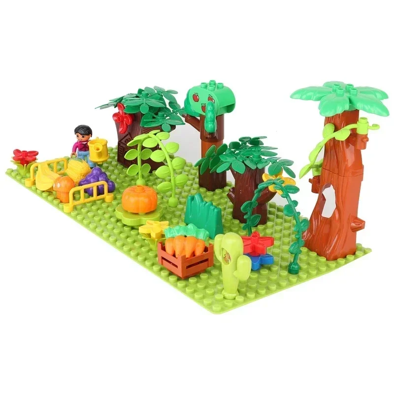 Big Building Blocks Outdoor Forest Plant Series Flower Grass Tree Farm Adornment Accessories Compatible Scenes Toys Kids Bricks