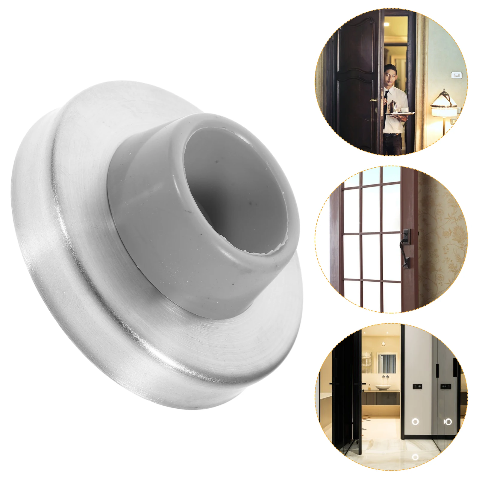 

3 Pcs Wall-mounted Stoppers Concave Silver Rubber Bumpers Protect Walls Door Handle Cushion Easy Installation Door Bumper Wall