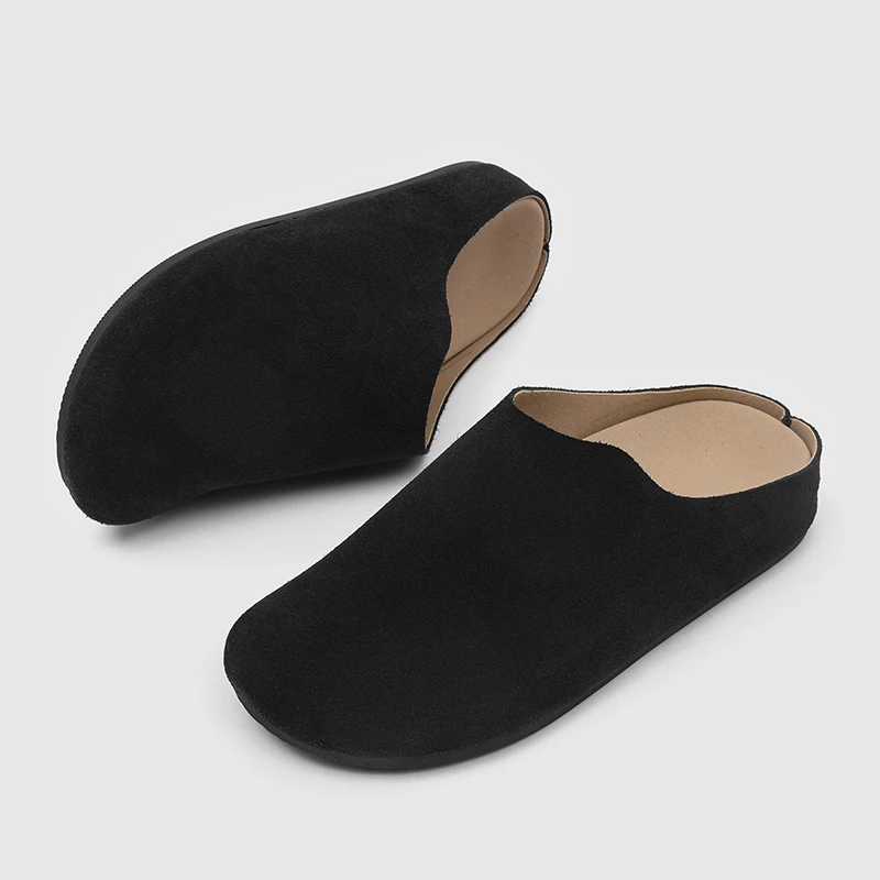 

Большой размер 38–46, шлепанцы, мужские повседневные туфли с открытой спиной, замшевые лоферы с открытой спиной, тапочки, полуботинки без шнуровки на плоской подошве