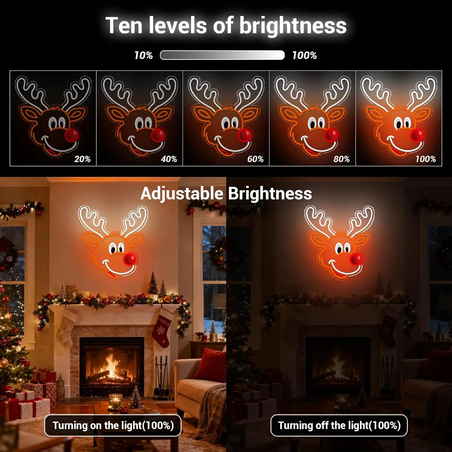 إِلْكَة عيد الميلاد LED النيون تسجيل USB عكس الضوء ضوء النيون تسجيل ل غرفة نوم غرفة معيشة حفلة عيد ميلاد هدية جدار ديكور #3