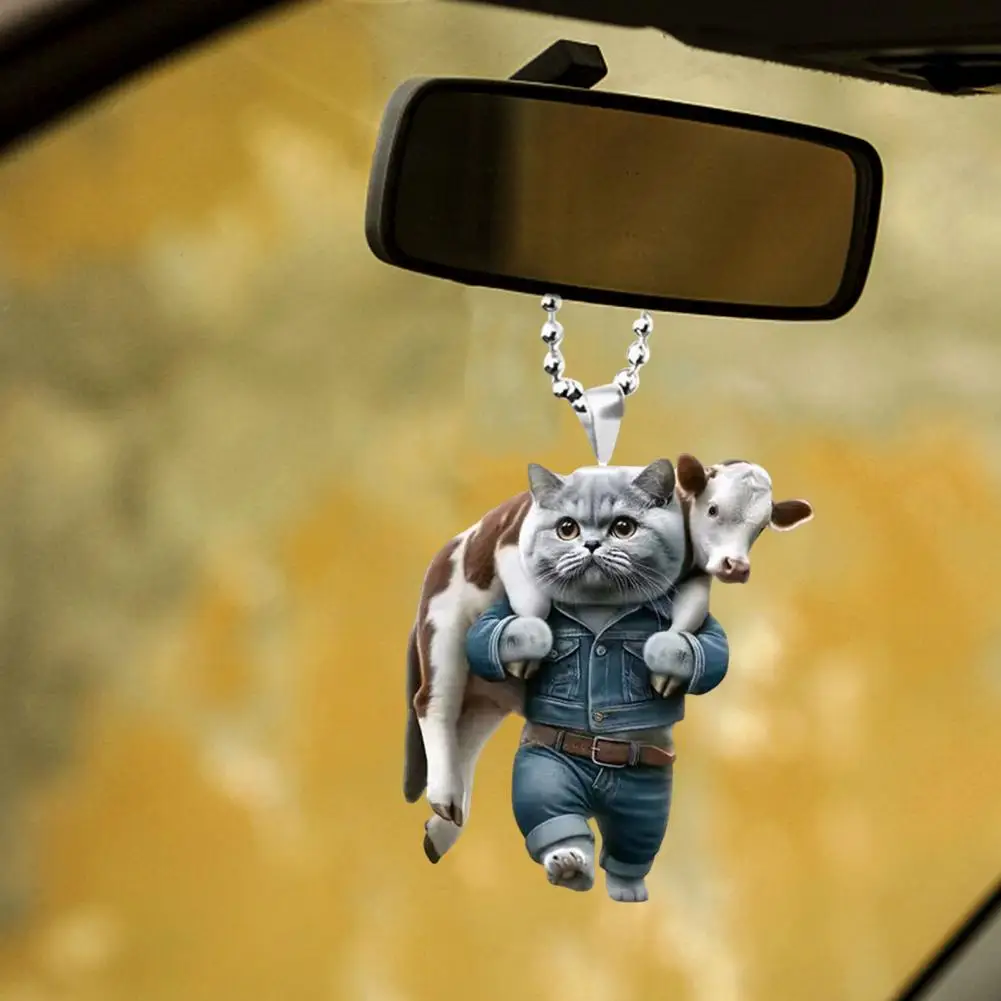 6Pcs Kitten Pendants Auto Rearview Mirror Ornament Adorable Appearance Easy To Hang Animal Cat Hanging Decor