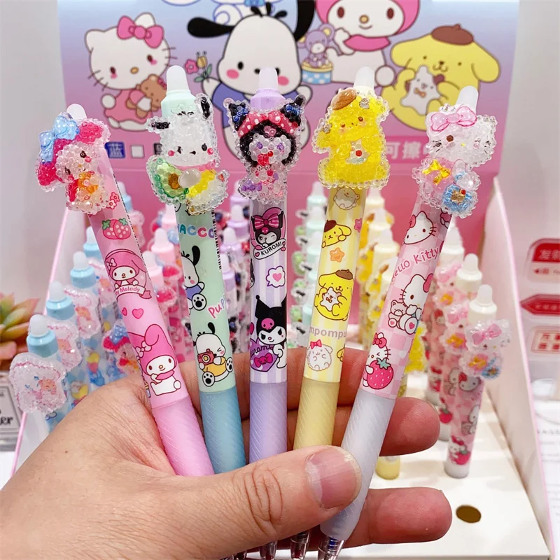 

36 pcs/lot Sanrio Kawaii Animal Erasable Press Gel Pen Cute 0.5mm Blue Ink Neutral Pens Promotional Gift Office School Supplies