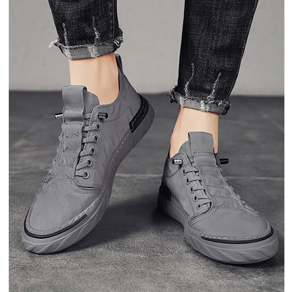 

Spring Summer Mens Canvas Shoes Flat Non-slip Casual Loafers Slip-On Breathable Comfortable All Day Wear Black Grey D955