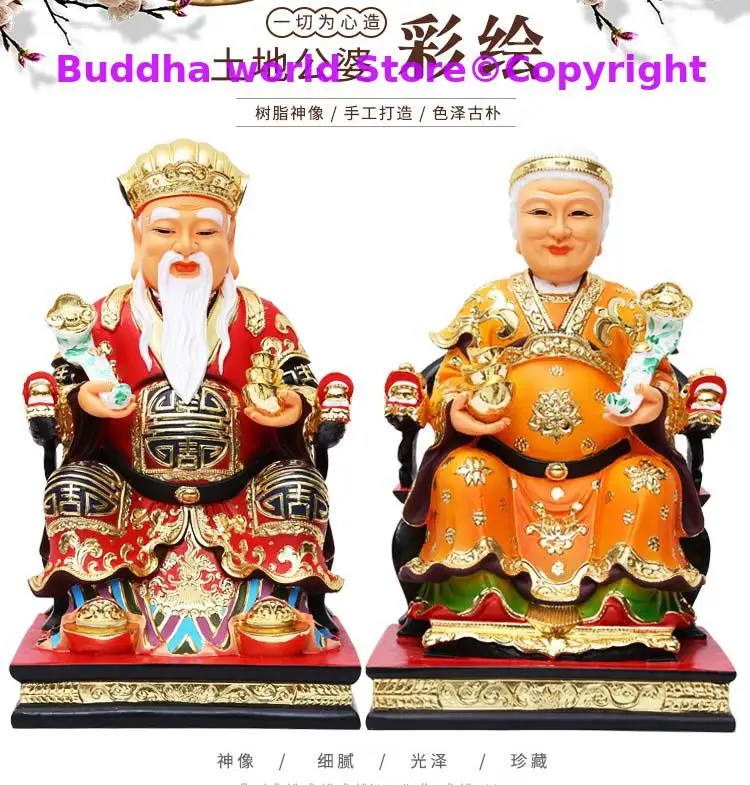 A pair 2025 new TU DI GONG PO Wealth Gods Thailand Vietnam Singapore BUDDHA statue figure home shop altar Prosperity good luck