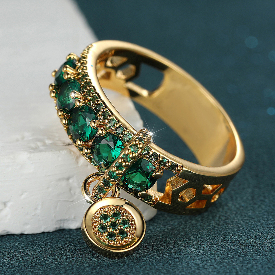  2024 Vintage Cubic Zirconia Three Color Ring for Women Office Party Friends Gift Jewelry Accessories 