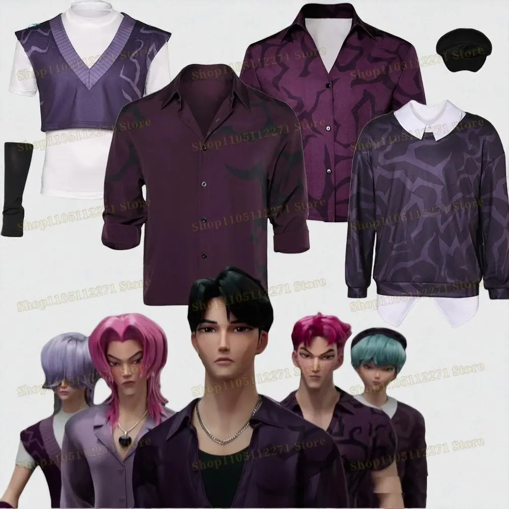 

Demon Hunter of KPop Saja Boys Cosplay Black Costume Jinu Abby Mystery Baby Men Roleplay Shirt Outfits Halloween Carnival Party