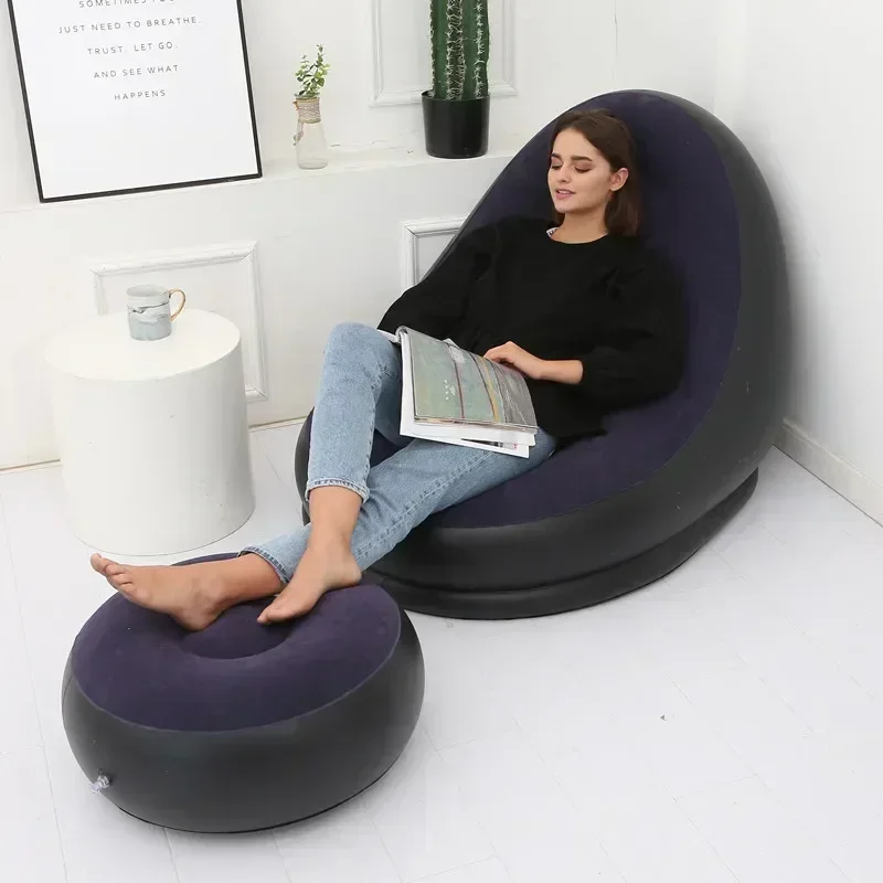 Puf inflable para ocio, sofá perezoso, tumbona plegable para exteriores, cama, asiento, Tatami con taburete