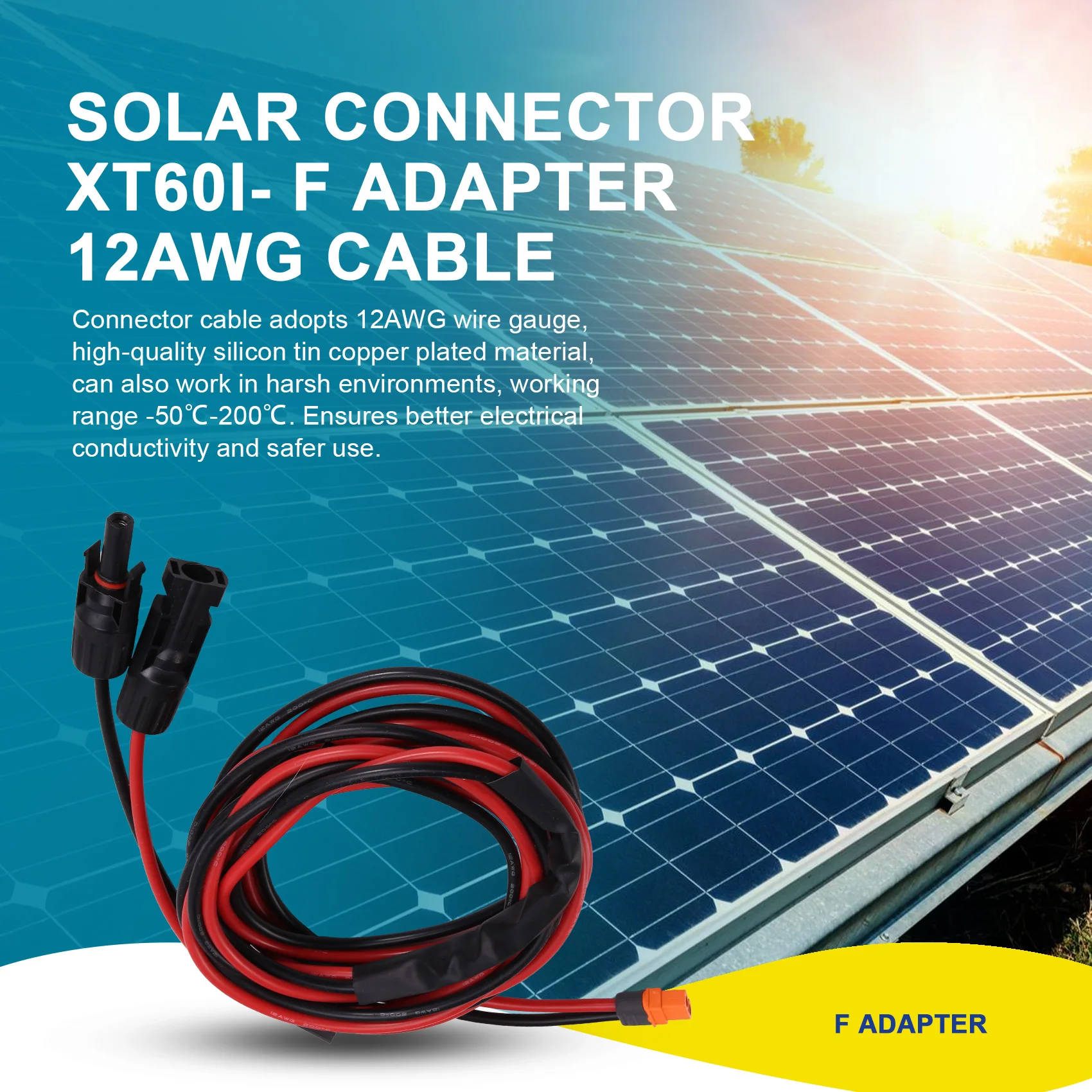Cavo connettore solare Connettore solare Adattatore XT60I-F Cavo 12AWG Collegamento solare