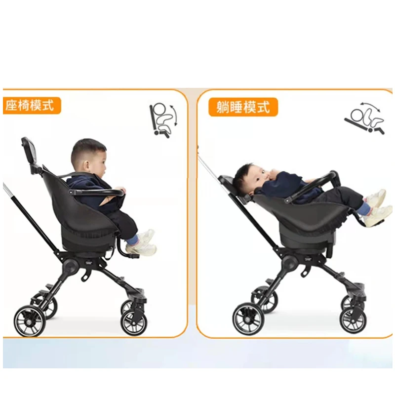 360 Degree Swivel Seat Baby Stroller Foldable Lightweight Two way Four wheel High Landscape Can Sit And Lie Baby cart