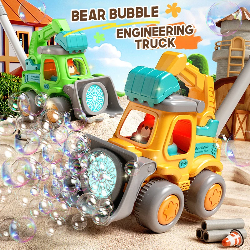 Automatic Bubble Cart Electric Bulldozer Engineering Car Soap Bubble Blower Trolley Machine Outdoor Toy Party Game Children Gift