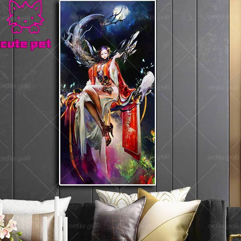 

Diy diamond painting Fantasy girl at night photo wallpaper 5d Full diamant embroidery mosaic stitch cross home decor gifts large