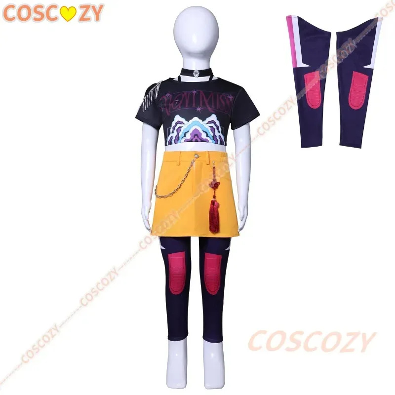 

qq273 Kids Size KPop Demon Hunters Superstar Anime Rumi Mira Zoey Cosplay Costume Full Set Group Outfit