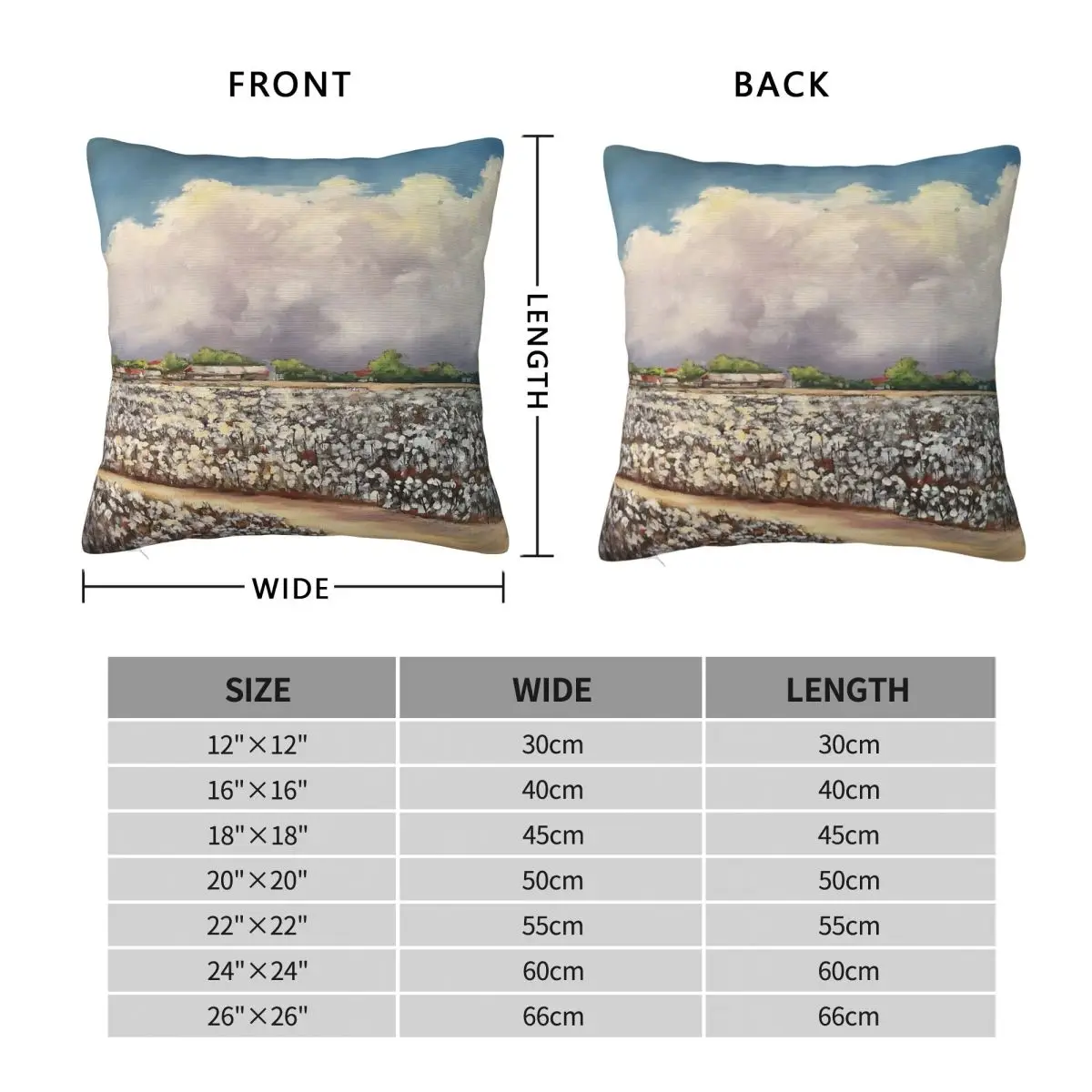 Mississippi Delta Cotton Fields Pillowcase Polyester Linen Velvet Printed Zip Decorative Sofa Seater Cushion Cover 45x45