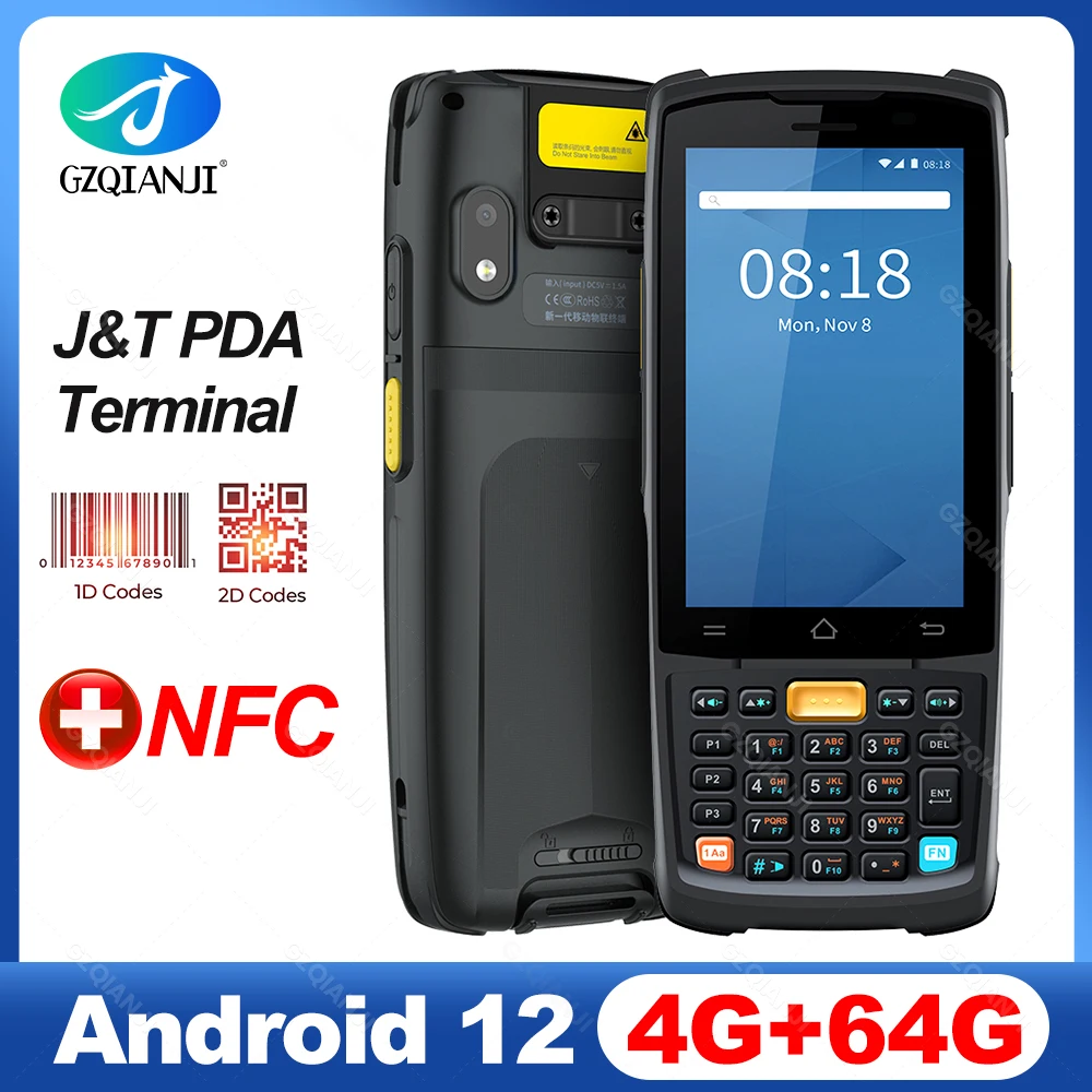 J&T App Barcode PDA Andorid 12 4G 64G Rugged Terminal Data Collector with 2D Barcode Scanner NFC Wifi for Transport management