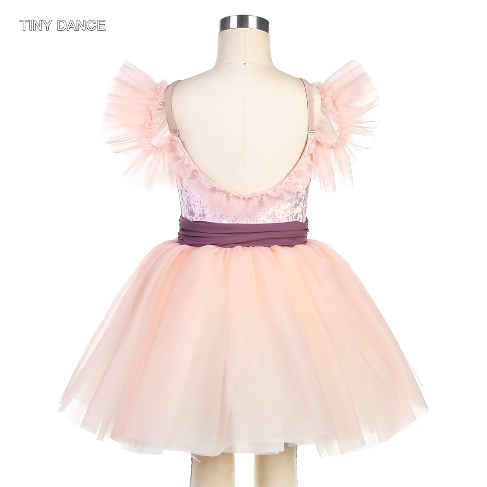 Off Shoulder Girls Romantic Tutu Skirt Pink Velvet Bodice with Layers of Soft Tulle Tutus Children Performance Dancewear 23124