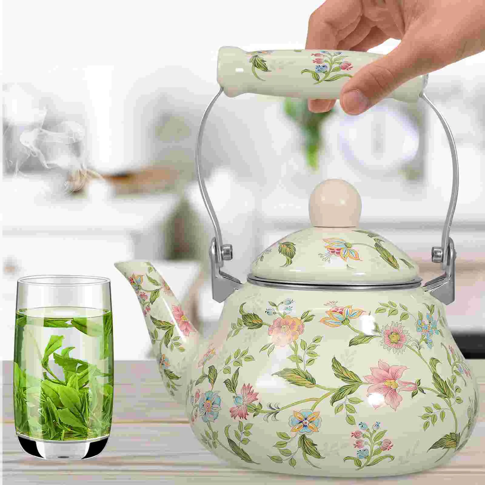 Kettle Teapot Teakettle Water Bottle Jug Home Accessories Vintage Strainer Coffee Filter Thickened Stovetop Flowers