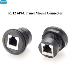RJ12 6P6C Female To Female Connector Round Flush Panel Mount RJ12 Bulkhead Passthrough Coupler Extender Socket for Telephone