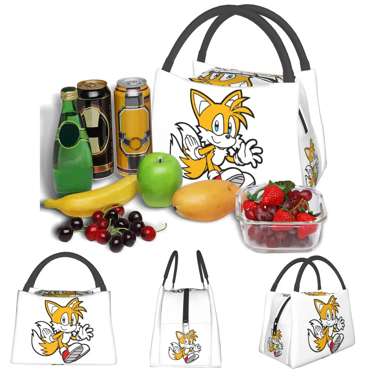 Miles Tails Prower Lightweight Handheld Insulated Lunch Bag Aluminum Foil Liner for Adults Students Travel Picnic