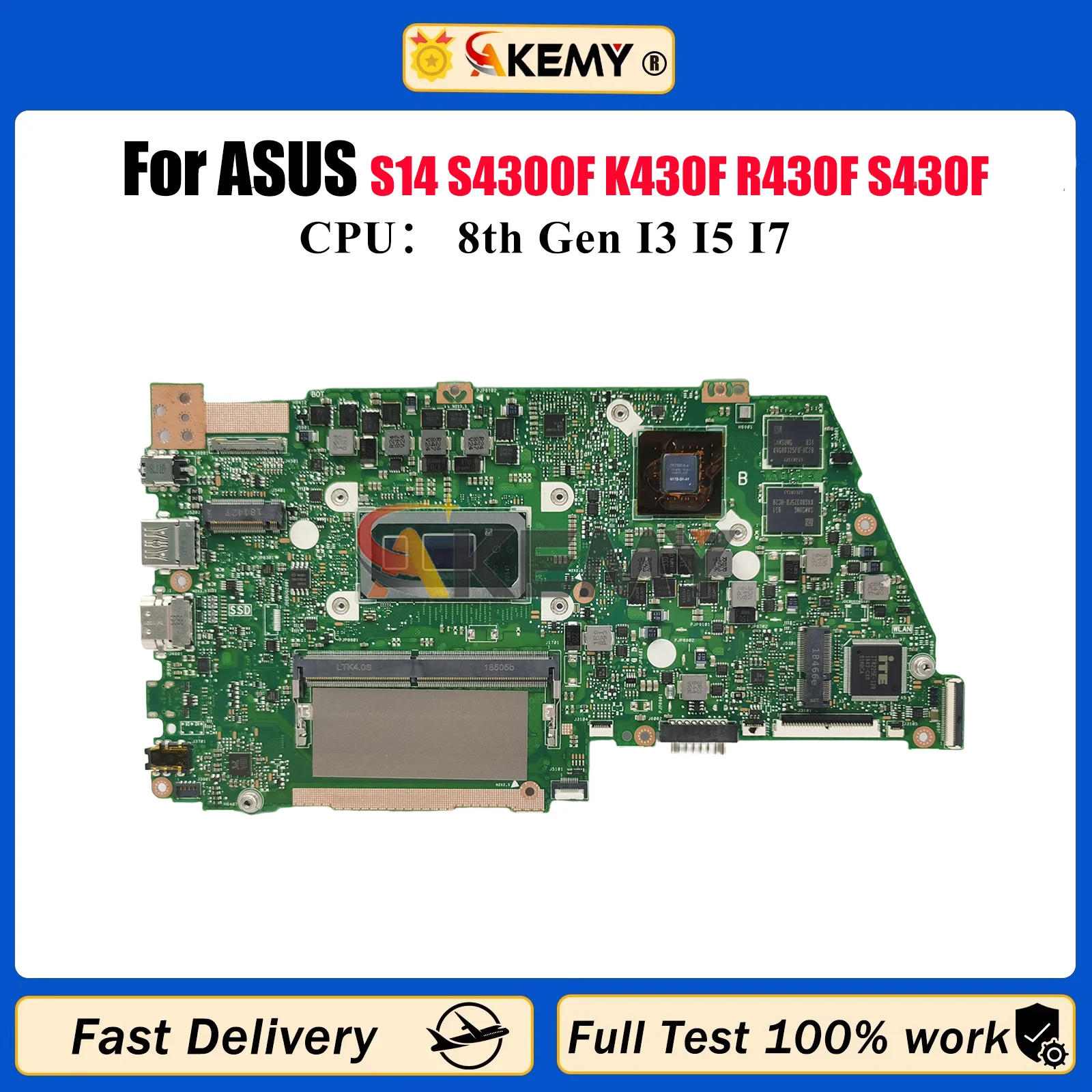 

X430FN Laptop Motherboard For ASUS VivoBook X430F S14 S4300F K430F R430F S430F V430F X430FA X430FN Mainboard With I3 I5 I7 CPU