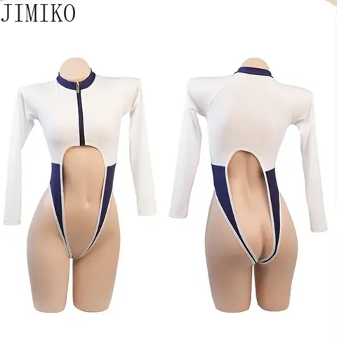 Anime Badeanzug Cosplay Student Sportswear Uniform Kawaii japanische Schulmädchen Dessous ein Stück sexy Monokini Badeanzug blau