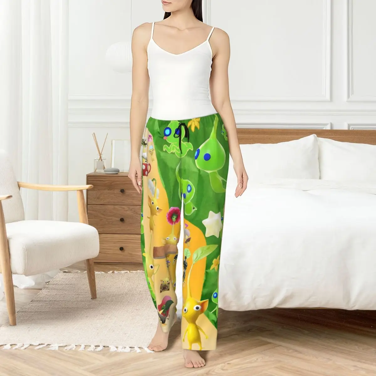 

Женские пижамные штаны P-Pikmins с принтом на заказ, одежда для сна для сна с карманами для сна