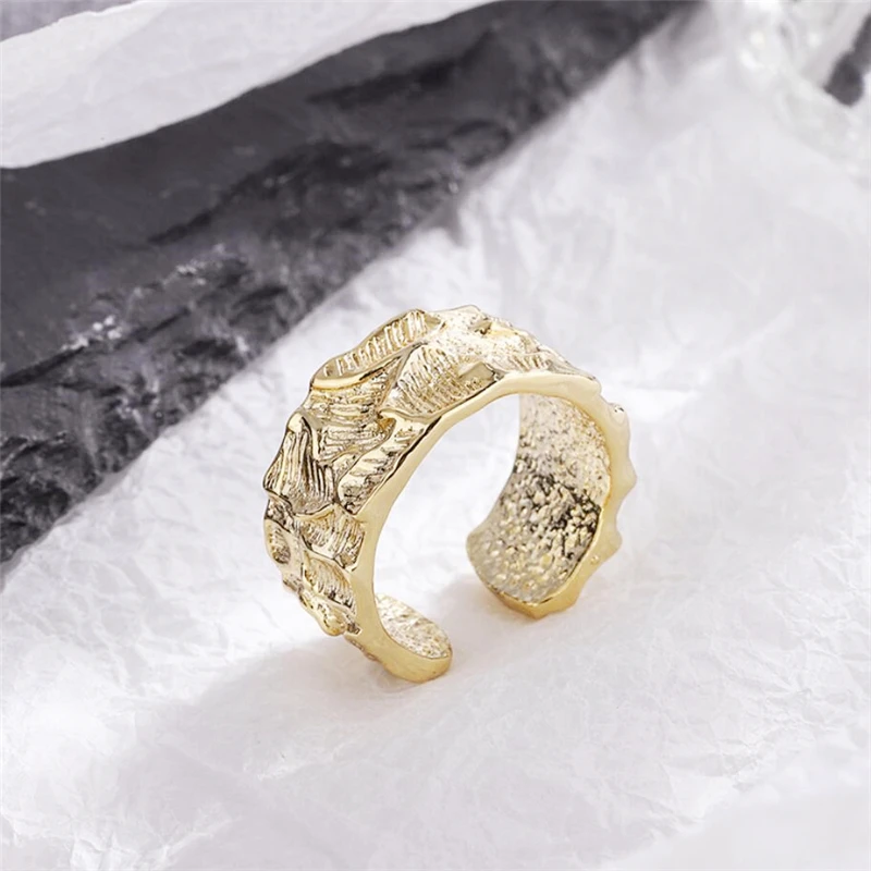 Sole Memory 925 Sterling Silver Simple Shiny Cool Bark Fine Jewelry Luxury Resizable Opening Female Ring RI1002