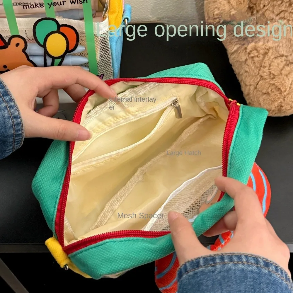 الكرتون Y2K الكرتون حقيبة أدوات مكتبية تخزين سطح المكتب سعة كبيرة الكورية مقلمة PVC مستحضرات التجميل بطاقة القلم #6