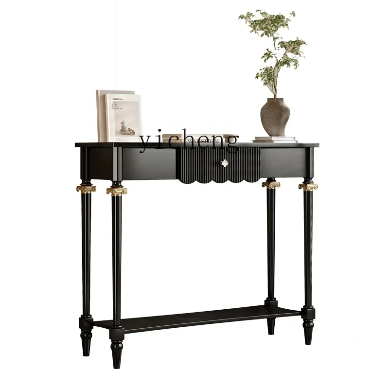 

American Style Clover Console Tables Light Luxury Black Console Solid Wood Living Room Hallway