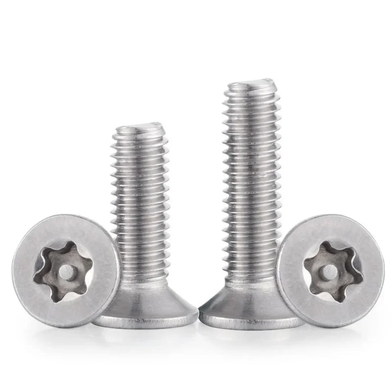 M8 M10 M12 304 Stainless Steel Torx Flat Countersunk Head with Pin Security Screws Tamper Proof Anti Theft Bolts with Key