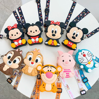 Disney mickey mouse New Coin Purse lady minnie shoulder messenger bag Cute Card Bag Card Pack Cartoon Silicone Storage Bag
