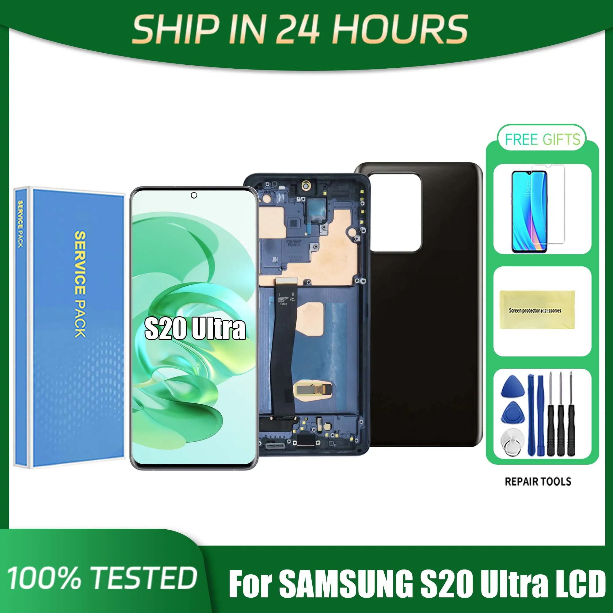 S20 Ultra For Samsung 6.9\'\'For AMOLED S20U G988 G988B/DS LCD Display Touch Screen Digitizer Assembly Replacement