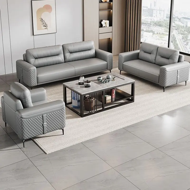 Xipi Modern Office Sofa Set for Living Room Business Reception Synthetic Leather Cover
