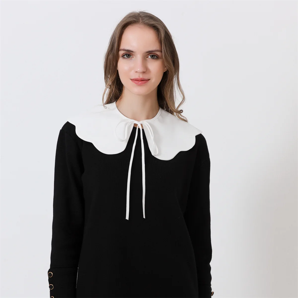 Fake collar versatile collar decoration Korean version lace round neck lace fake collar ruffle  Half cut shirt fake sleeves