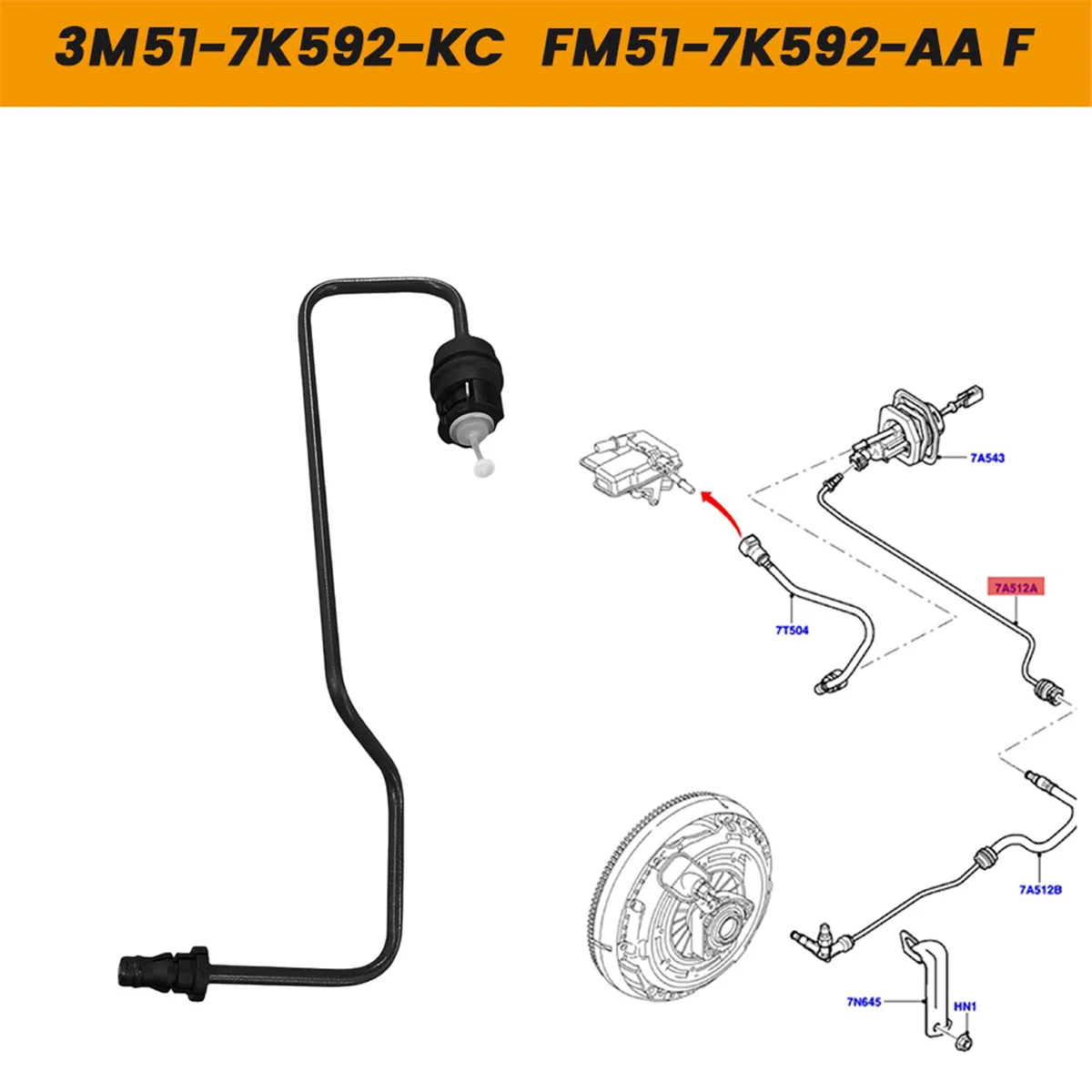 Car Clutch Master Cylinder Oil Pipe 3M51-7K592-KC for Ford Kuga Focus MK3 2012-2015 FM51-7K592-AA CV6Z-7A512B