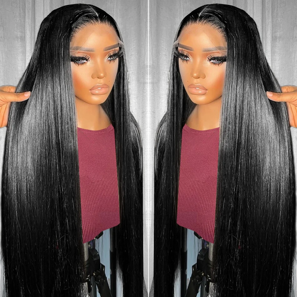 13x4 13x6 Transparent Lace Human Hair Wigs 30 32Inch Lace Frontal Human Hair Wigs Bone Straight 5X5 Pre Plucked For Black Women