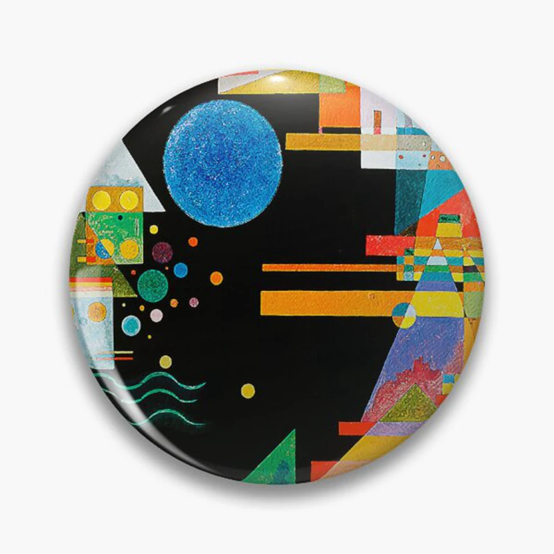 Wassily Kandinsky Famous Artistic Series Painting Brooch Retro Geometric Picture Pin Badge For Party Friends Gift 58mm