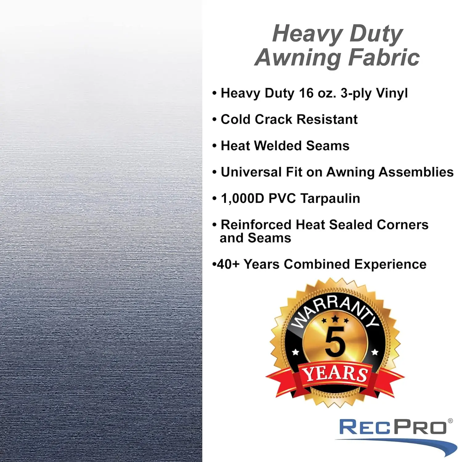 Rv Awning Fabric Replacement | Universal Fit | 8-22Ft Sizes | Heat Sealed Vinyl (17' - Actual Width 16' 1