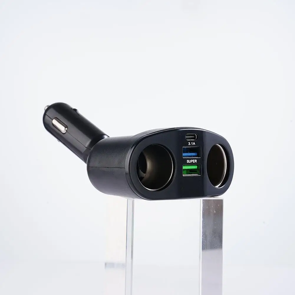 QC3.0 Autoladegerät 12 V/24 V Dual-USB-Netzteil Auto-Zigarettenanzünder-Buchse Typ C + QC3.0 + 2,4 A blaue LED-Digitalanzeige 120 W
