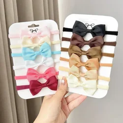 6Pcs Colorful Ribbon Bowknot Baby Girls Headband Elastic Headwear Soft Infant Kid Hair Accessories Sweet children Set Gifts Cute